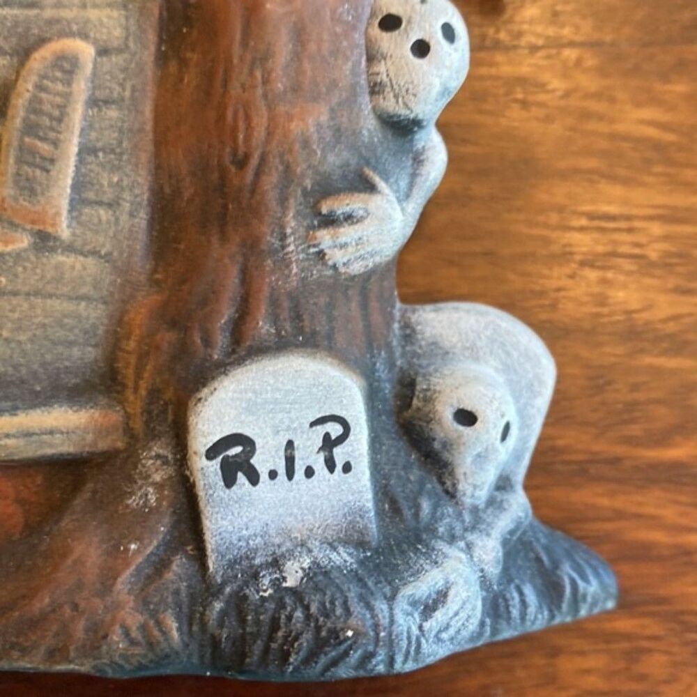 HALLOWEEN Vintage Chalkware Wall Haunted House - Picture 2 of 7